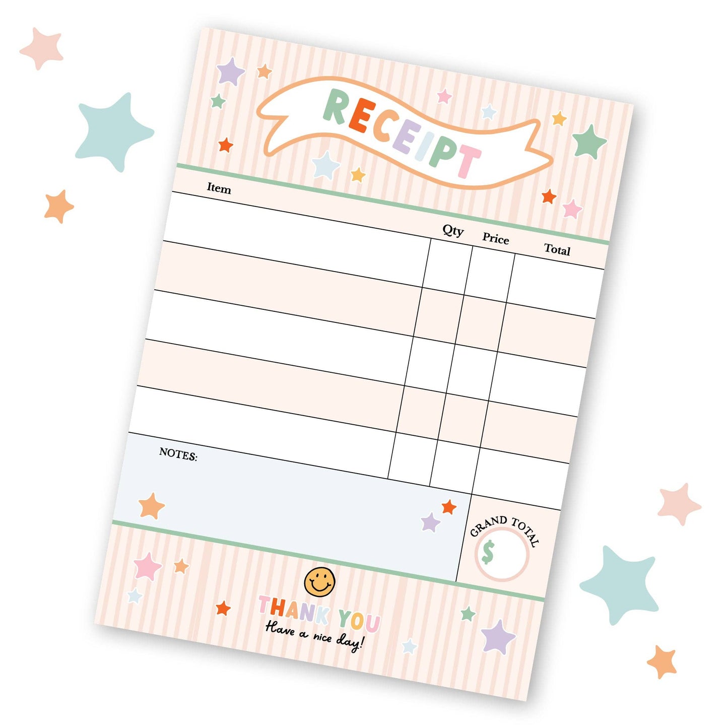 Pretend Play Receipt Notepad