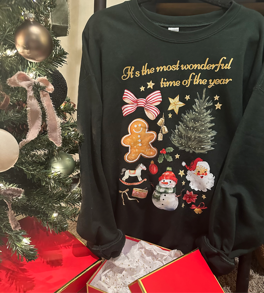 Most Wonderful Time Green Christmas Sweatshirt