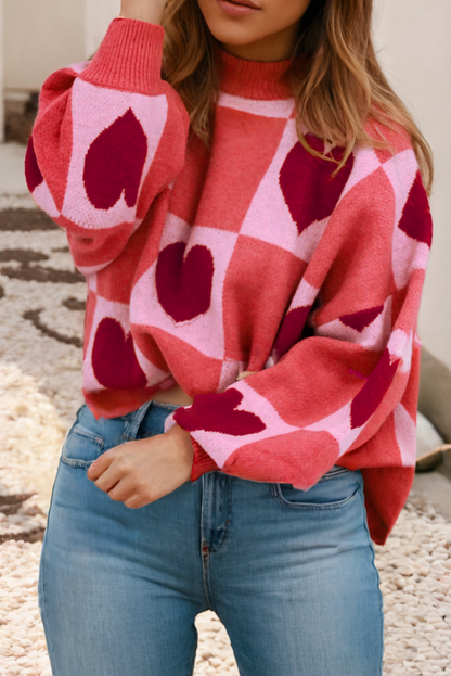 Heart Mock Neck Valentine Sweater - PREORDER