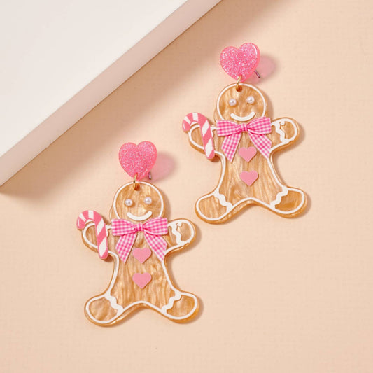 Gingerbread Man Dangling Earrings