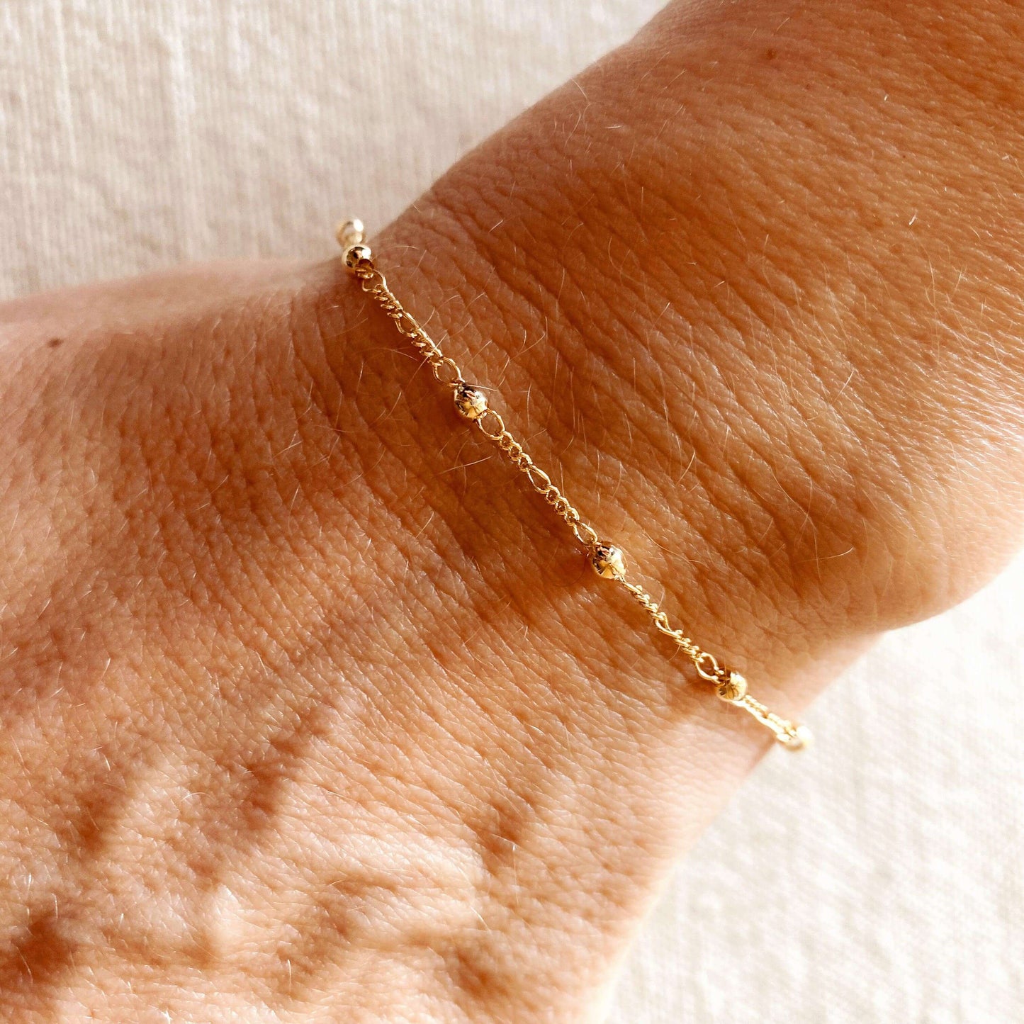 18k Gold Filled Beaded Bracelet with Cross Charm